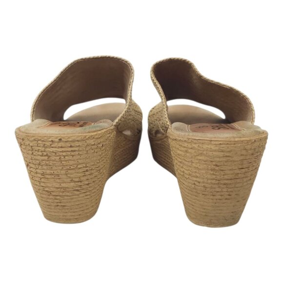 Sbicca Platform Wedge Slide Sandal 10 Espadrille Casual Slip On Tan Natural - Picture 4 of 16